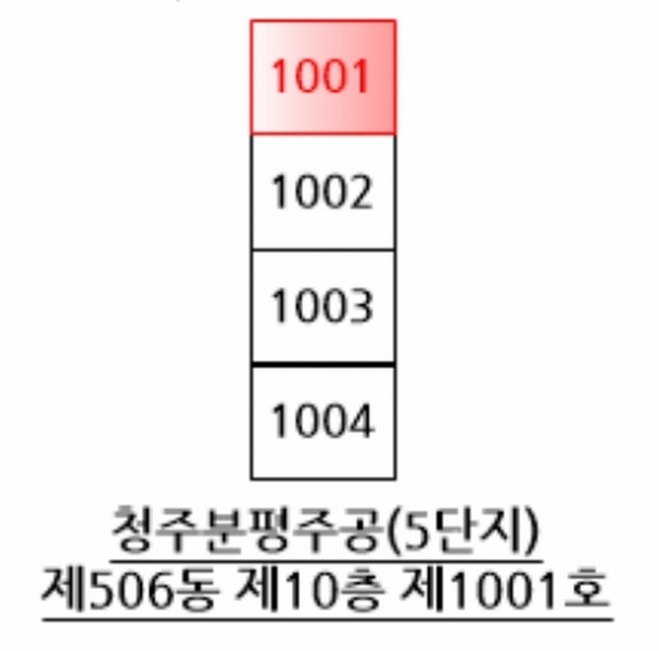 2024타경63201 충청북도 청주시 서원구 분평로 88-1, 청주분평주공(5)단지 506동 10층 1001호 아파트[공급23평형] 경매 이미지