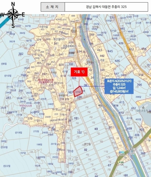 2025타경493 경상남도 김해시 대동면 주중리 325 농지 경매 이미지