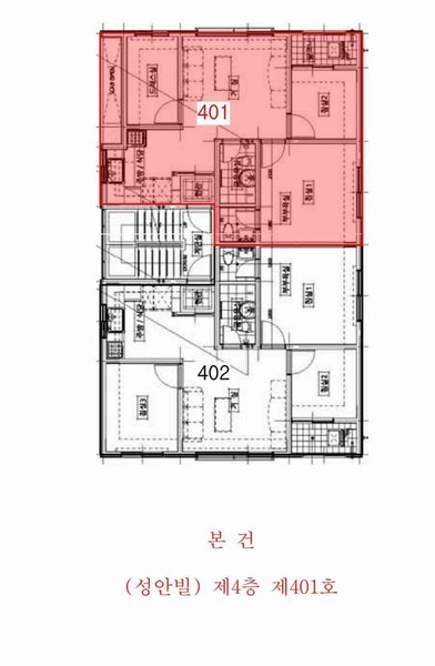 2025타경51629 경기도 안산시 단원구 화정천서로5길 30-1, 성안빌 4층 401호 다세대(빌라)[공급18평형] 경매 이미지
