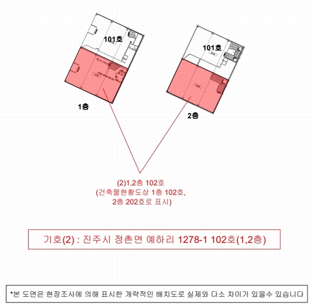 2025타경557 경상남도 진주시 정촌면 삼일로105번길 22, 구분건물 102호 근린상가 경매 이미지