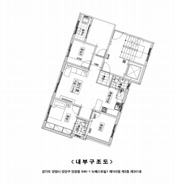2025타경100796 경기도 안양시 만안구 양화로36번길 32, 뉴베스트빌1 102동 3층 301호 다세대(빌라) 경매 이미지