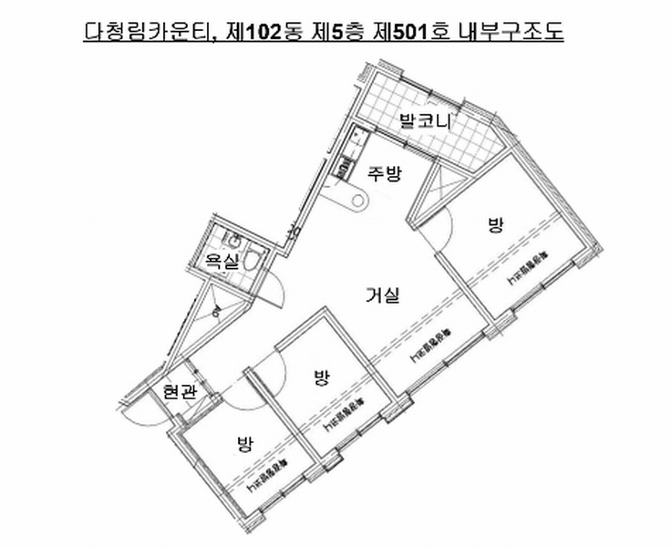2024타경110440 경기도 안양시 만안구 삼봉로 67, 다청림카운티 102동 5층 501호 다세대(빌라)[공급21평형] 경매 이미지