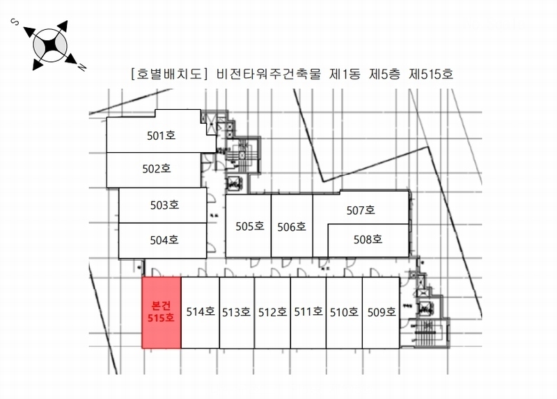 2025타경100842 경기도 안양시 만안구 만안로 57, 비전타워주건축물 1동 5층 515호 오피스텔 경매 이미지