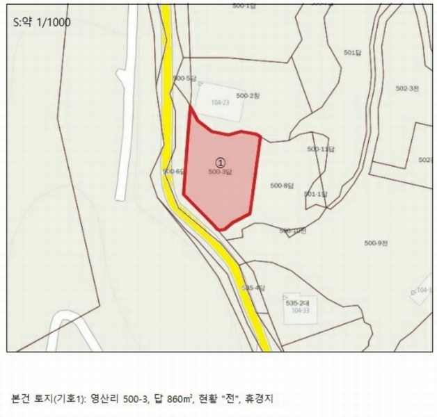 2025타경1166 충청북도 음성군 감곡면 영산리 500-3 농지 경매 이미지