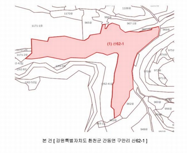 2024타경2704 강원특별자치도 화천군 간동면 구만리 산62-1 임야 경매 이미지