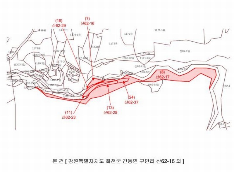 2024타경2704 강원특별자치도 화천군 간동면 구만리 산62-1 임야 경매 이미지