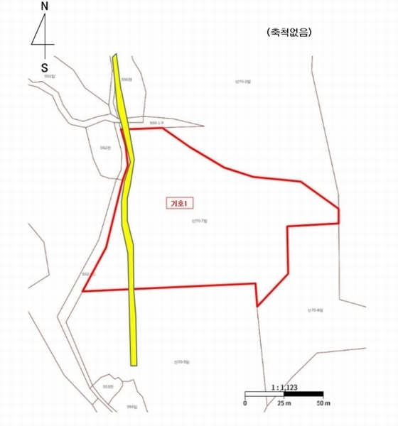 2025타경1036 충청남도 보령시 천북면 장은리 산70-7 임야 경매 이미지