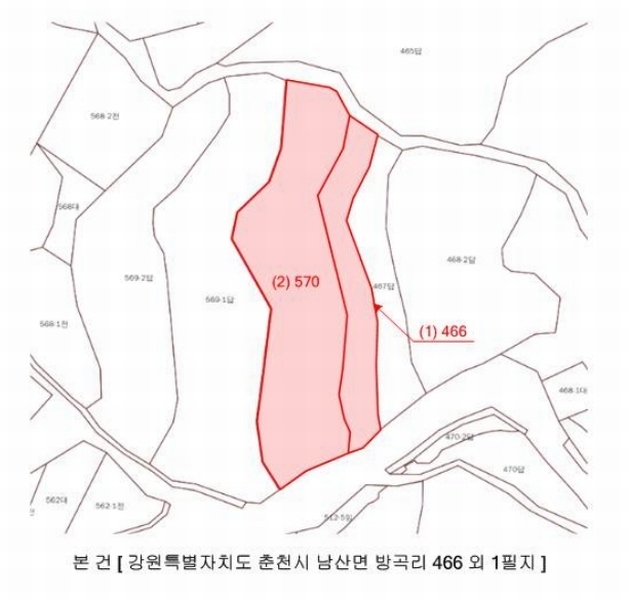 2025타경1432 강원특별자치도 춘천시 남산면 방곡리 466 농지 경매 이미지