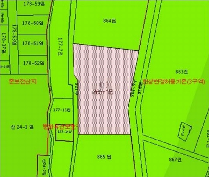 2025타경1913 강원특별자치도 춘천시 서면 신매리 865-1 농지 경매 이미지