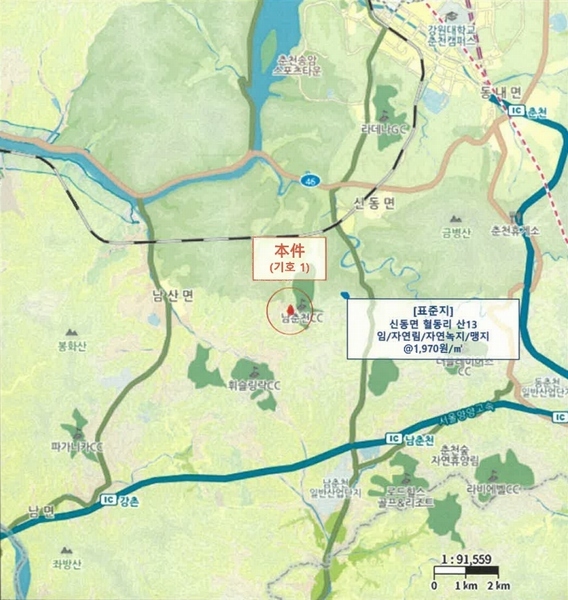 2025타경50842 강원특별자치도 춘천시 신동면 혈동리 산199 임야 경매 이미지