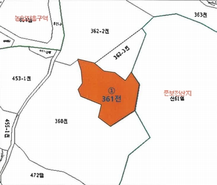 2025타경50849 강원특별자치도 양구군 동면 후곡리 361 농지 경매 이미지