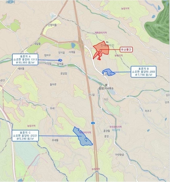 2025타경20557 강원특별자치도 원주시 소초면 흥양리 1415 임야 경매 이미지