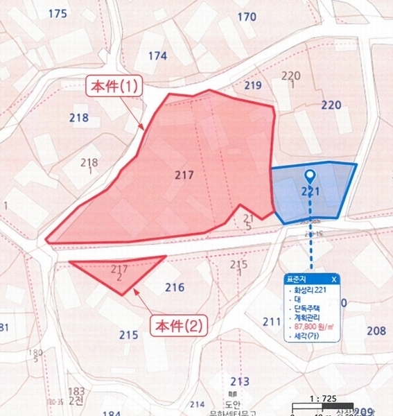 2024타경51536 충청북도 증평군 도안면 화성리 217-2 대지 경매 이미지