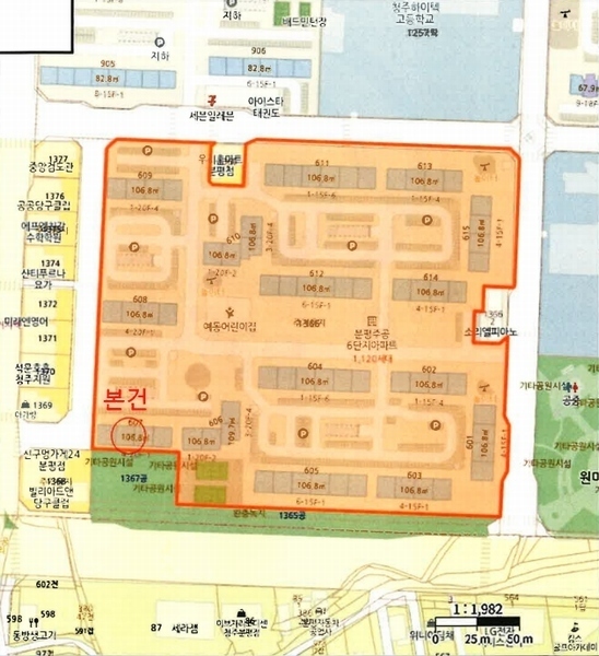 2025타경5264 충청북도 청주시 서원구 1순환로1137번길 19, 청주분평주공6단지아파트 607동 13층 1303호 아파트[공급32평형] 경매 이미지