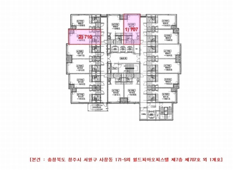 2024타경64914 충청북도 청주시 서원구 1순환로 642, 월드피아오피스텔 7층 710호 오피스텔 경매 이미지
