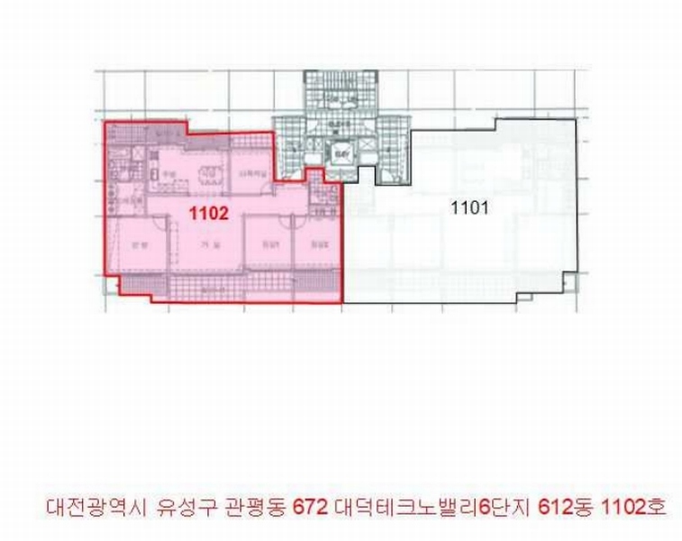 2025타경3565 대전광역시 유성구 배울2로 78, 대덕테크노밸리6단지아파트 612동 11층 1102호 아파트[공급49평형] 경매 이미지