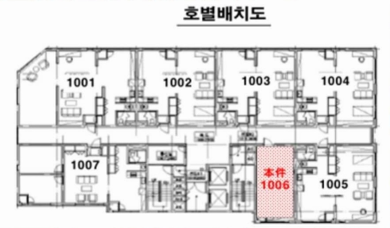 2025타경993 충청북도 청주시 청원구 상당로243번길 5, 하이브레드 오피스텔 10층 1006호 오피스텔[계약17평형] 경매 이미지