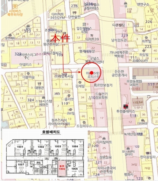 2025타경993 충청북도 청주시 청원구 상당로243번길 5, 하이브레드 오피스텔 10층 1006호 오피스텔[계약17평형] 경매 이미지