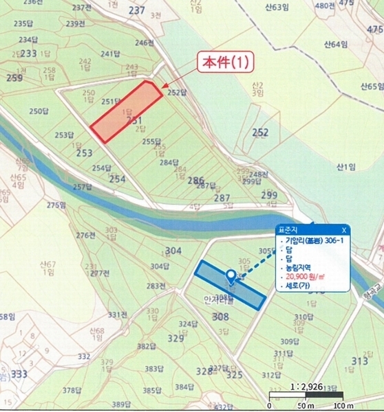 2025타경51669 충청북도 청주시 상당구 미원면 기암리(基岩) 251-1 농지 경매 이미지