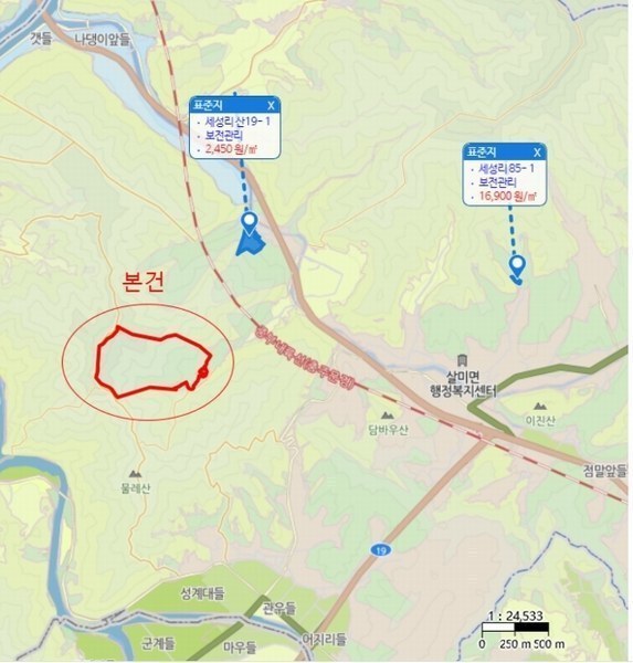 2024타경35155 충청북도 충주시 살미면 세성리 산19-3 임야 경매 이미지