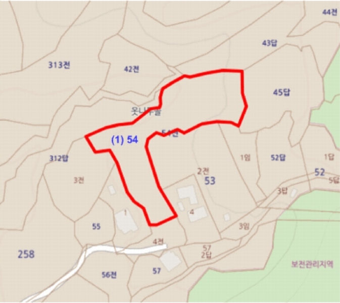 2025타경30443 충청북도 충주시 소태면 오량리 54 농지 경매 이미지