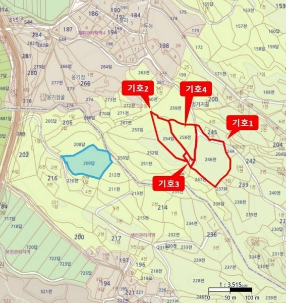 2024타경476 충청북도 옥천군 청성면 능월리 246 임야 경매 이미지