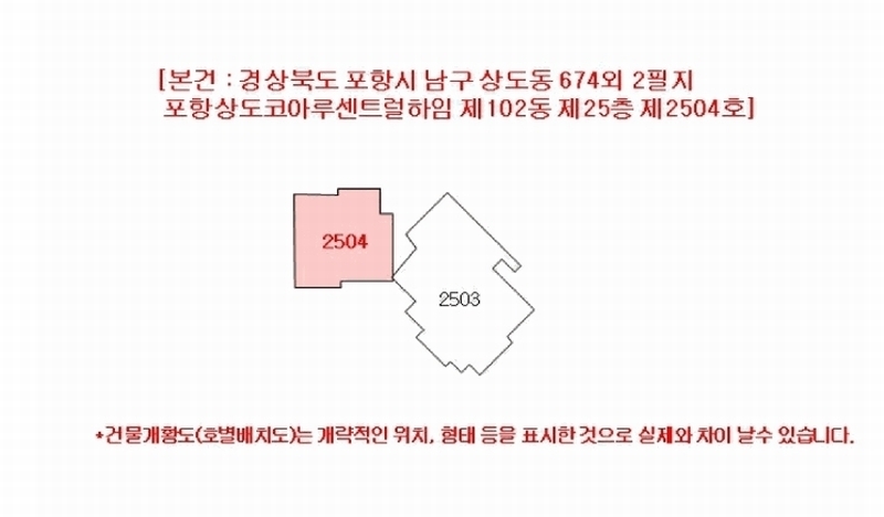 2025타경3752 경상북도 포항시 남구 상도남로 25, 포항상도코아루센트럴하임 102동 25층 2504호 아파트[공급27평형] 경매 이미지
