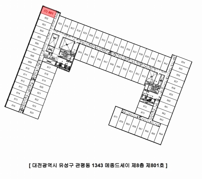 2025타경503316 대전광역시 유성구 테크노1로 12-28, 메종드세이 8층 801호 오피스텔[계약18평형] 경매 이미지