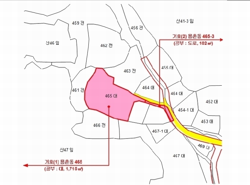 2025타경501844 대전광역시 서구 용촌동 465 대지 경매 이미지