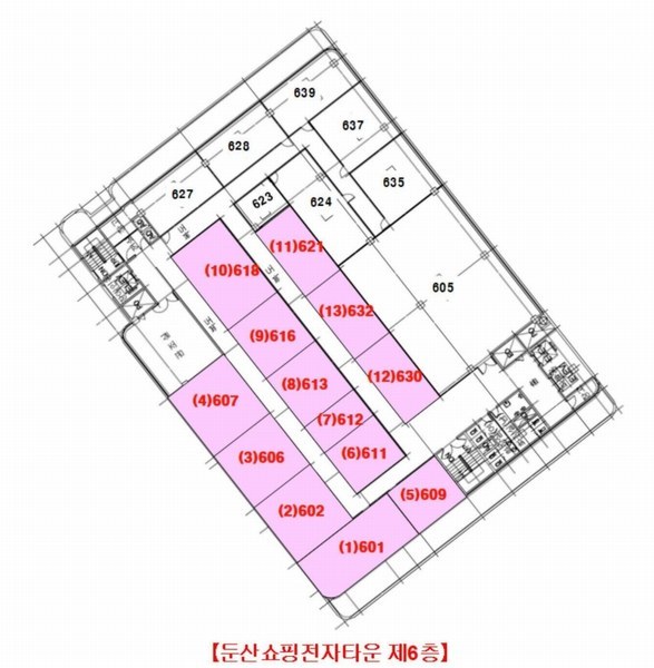 2024타경125205 대전광역시 서구 도산로403번길 21, 둔산쇼핑전자타운 6층 601호외12개호 근린상가 경매 이미지