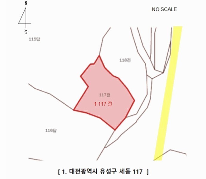 2025타경3712 대전광역시 유성구 세동 117 농지 경매 이미지