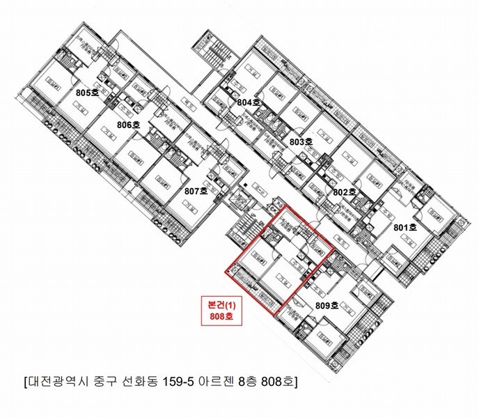 2025타경503622 대전광역시 중구 동서대로1440번길 5대전광역시 중구 동서대로144○○○○, 아르젠 8층 808호아르젠 8○○ 아파트[공급22평형] 경매 이미지