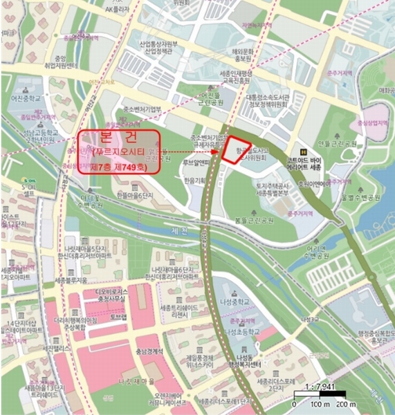 2024타경115581 세종특별자치시 갈매로 364, 푸르지오시티 7층 749호 오피스텔[계약15평형] 경매 이미지