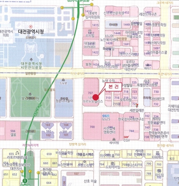 2025타경502414 대전광역시 서구 둔산중로 20, 나비가아르누보팰리스 7층 710호 오피스텔[계약111평형] 경매 이미지