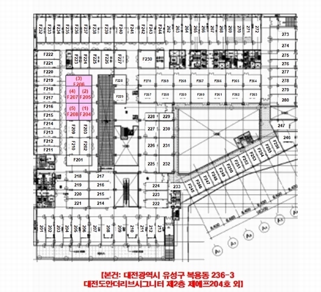 2025타경3522 대전광역시 유성구 복용동로 43, 대전도안더리브시그니처 2층 에프208호 아파트형공장 경매 이미지