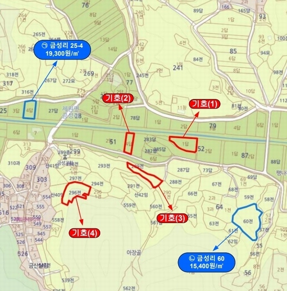 2025타경503424 충청남도 금산군 제원면 금성리 52-1 농지 경매 이미지