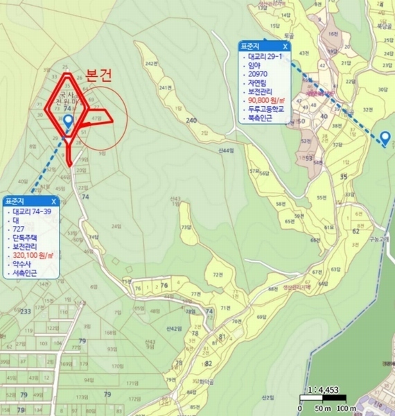 2025타경503444 세종특별자치시 장군면 대교리 74-47 임야 경매 이미지