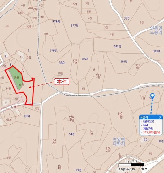 2025타경501622 세종특별자치시 연동면 내판리 1-33 임야 경매 이미지