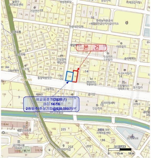 2025타경503548 충청남도 금산군 금산읍 상리 14-16 대지 경매 이미지