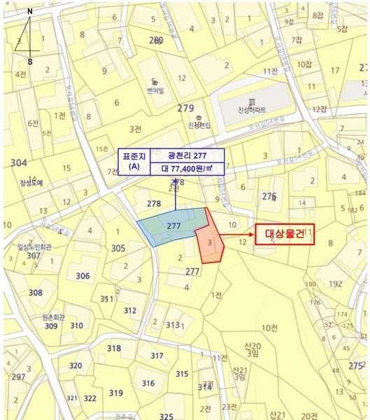 2024타경21054 충청남도 홍성군 광천읍 광천리 277-3 대지 경매 이미지