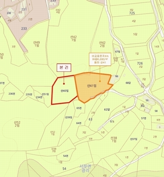 2025타경1010 충청남도 홍성군 서부면 광리 산40 임야 경매 이미지