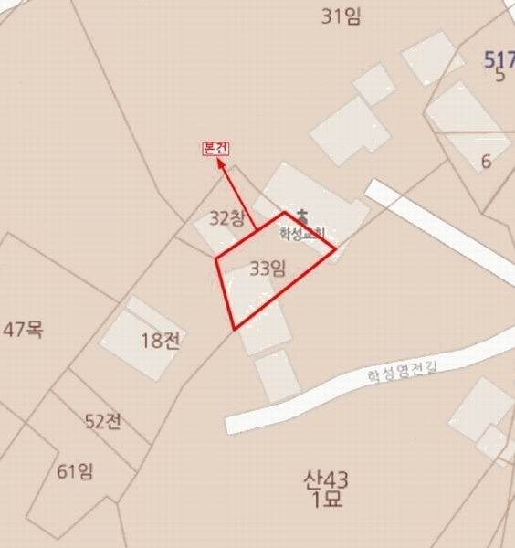 2025타경15788 충청남도 보령시 천북면 학성리 520-33 임야 경매 이미지
