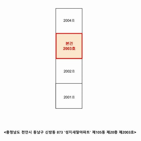 2024타경112017 충청남도 천안시 동남구 일봉로 17, 성지새말아파트 105동 20층 2003호 아파트[공급23평형] 경매 이미지