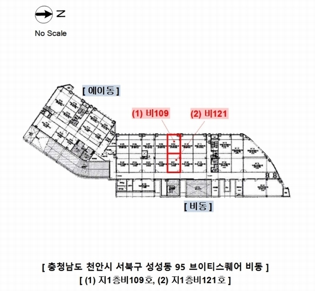 2024타경6723 충청남도 천안시 서북구 성성5로 95, 브이티스퀘어 비동 지1층 비121호 근린상가 경매 이미지