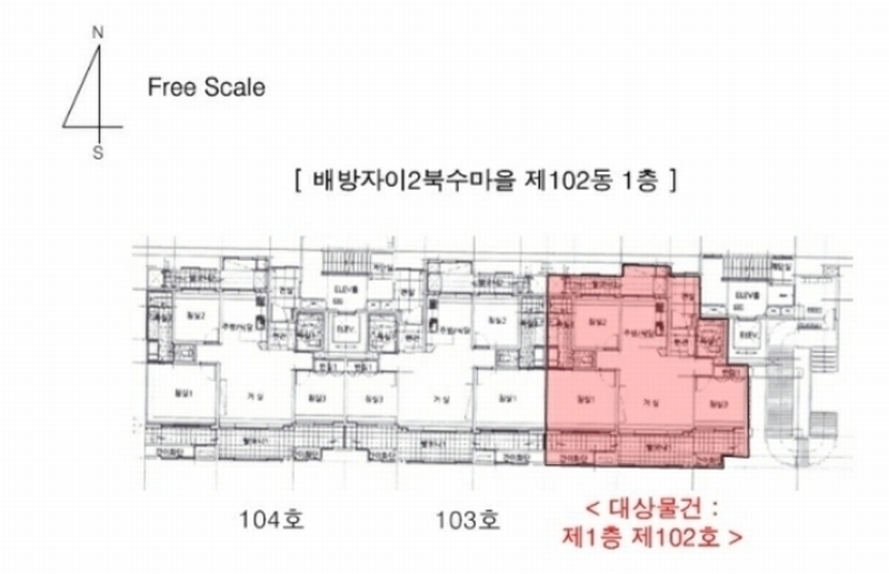 2024타경112185 충청남도 아산시 배방읍 북수로 116, 배방자이2북수마을 102동 1층 102호 아파트[공급33평형] 경매 이미지