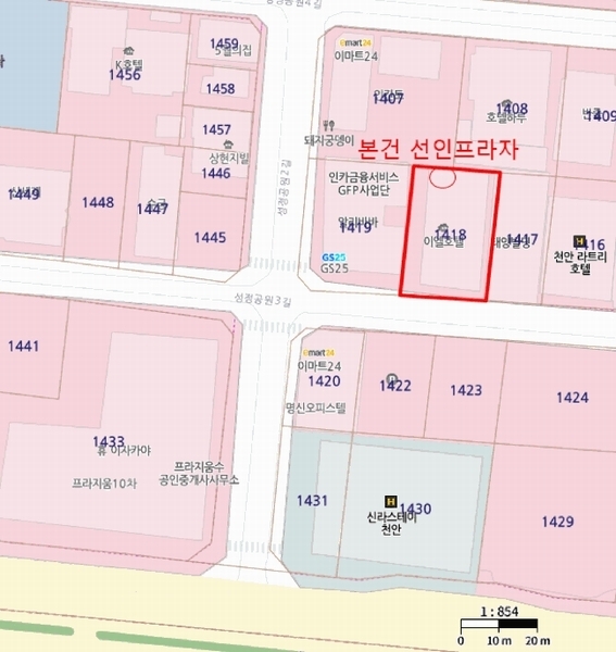2025타경11843 충청남도 천안시 서북구 성정공원3길 21, 선인프라자 1층 102호 근린상가 경매 이미지