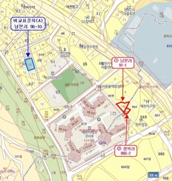 2024타경1530 경상북도 예천군 예천읍 남본리 91-1 임야 경매 이미지