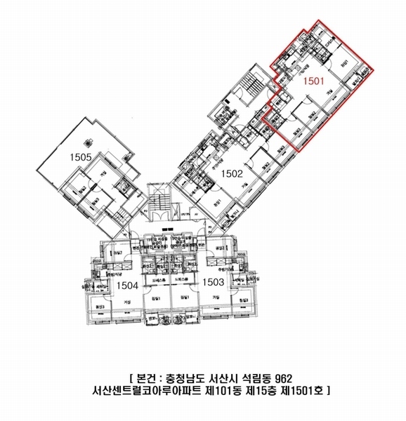 2025타경51057 충청남도 서산시 한마음2로 22, 서산센트럴코아루아파트 101동 15층 1501호 아파트[공급30평형] 경매 이미지