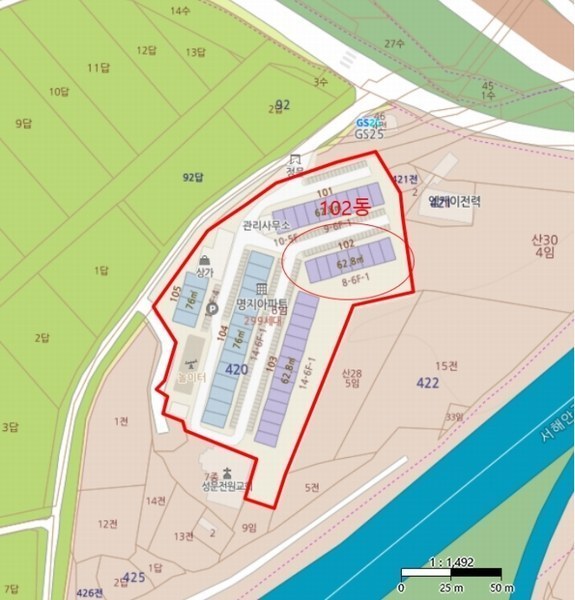 2024타경3034 충청남도 당진시 송악읍 반촌로 288-5, 반촌명지아파트 102동 6층 608호 아파트[공급19평형] 경매 이미지