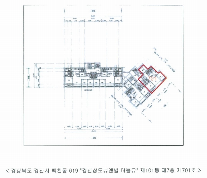 2025타경696 경상북도 경산시 경청로222길 34, 경산삼도뷰엔빌더블유 101동 7층 701호 아파트[공급30평형] 경매 이미지